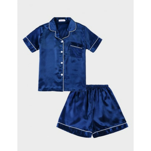 Navy piped trim sleepwear set - Picture 5 of 8